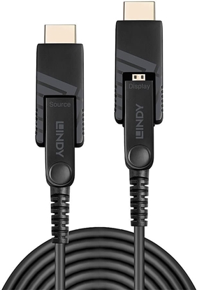 Attēls no Lindy 40m Fibre Optic Hybrid Micro-HDMI 4K60 Cable with Detachable HDMI & DVI Connectors