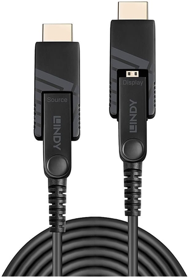 Picture of Lindy 40m Fibre Optic Hybrid Micro-HDMI 4K60 Cable with Detachable HDMI & DVI Connectors