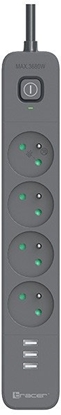 Picture of Listwa zasilajca antyprzepiciowa TRACER Power Line+ mobile ready 5 m (4 gniazda + 3x USB A, 5V 2,4A)