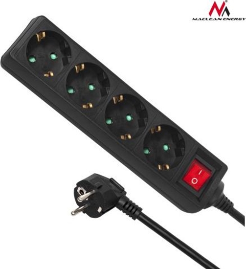 Изображение Listwa zasilajca Maclean 4 gniazda 3 m czarna (MCE196)