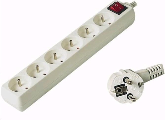 Picture of Listwa zasilajca PremiumCord 6 gniazd 3 m biaa (pp6k03)