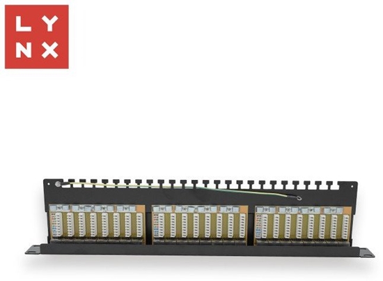 Picture of LYNX 19" patch panel 24-port, STP Cat6a, 50µ, stínný, erný