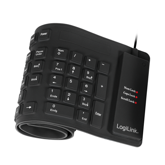 Изображение Logilink Tastatur USB / PS/2 Flexibel Wasserfest schwarz