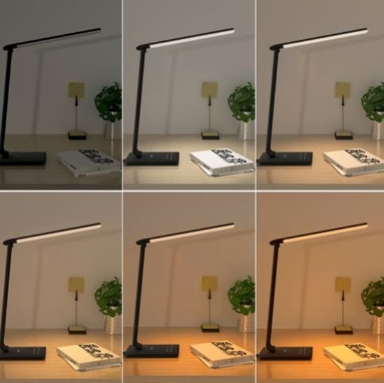 Picture of LT-T10 Black lampa biurkowa LED dotykowa | 12W | 3000-6500K | 7 poziomów ściemniania | 5 trybów świecenia