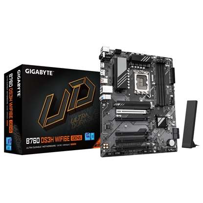 Attēls no Mainboard|GIGABYTE|Intel B760 Express|LGA1700|ATX|Memory DDR5|Memory slots 4|B760DS3HWF6EGEN51.0