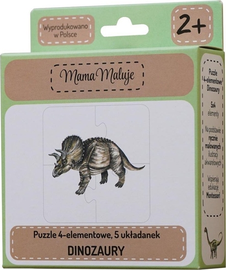 Изображение Mama Maluje Puzzle 4-elementowe Dinozaury