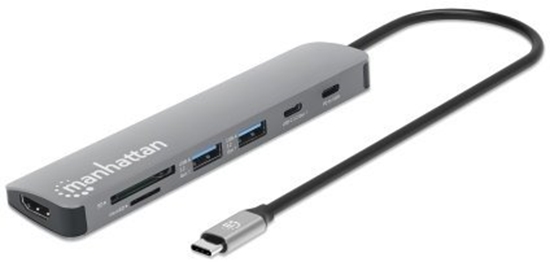 Изображение Manhattan 190442 stacja dokujca Przewodowa USB 3.2 Gen 1 (3.1 Gen 1) Type-C Szary