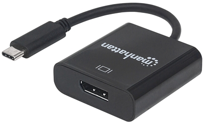 Picture of Manhattan USB-C to DisplayPort 1.2 Cable, 4K@30Hz, 21cm, Male to Female, Black, Lifetime Warranty, Blister