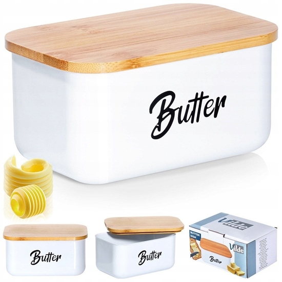 Изображение Maselniczka Pojemnik na Maso Stalowa Biaa Klasyczna VILDE 15x10x7,5 cm