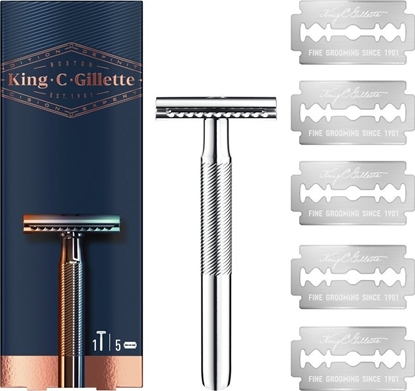 Picture of Maszynka do golenia + ostrza zapasowe King C Gillette Double Edge Safety Razor