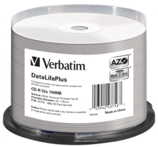 Изображение Matricas CD-R Verbatim 700MB 1x-52x DataLifePlus No ID 50 Pack Spindle