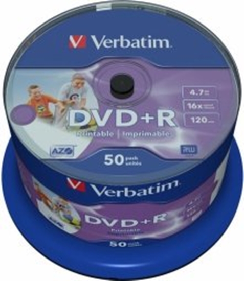 Picture of Matricas DVD+R AZO Verbatim 4.7GB 16x Wide Printable non ID, 50 Pack Spindle