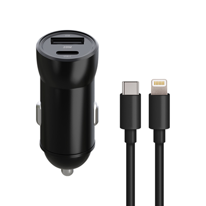 Attēls no Maxlife MXCC-04 PD QC car charger 1x USB-C 1x USB 