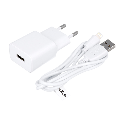 Attēls no Maxlife MXTC-01 charger 1x USB 2.1A white + Lightn