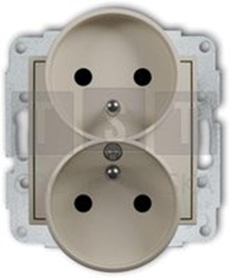 Picture of Mechanizm gniazda Karlik Mini 60MGPR-2zp podwójnego z uziemieniem 2x(2P+Z) taupe
