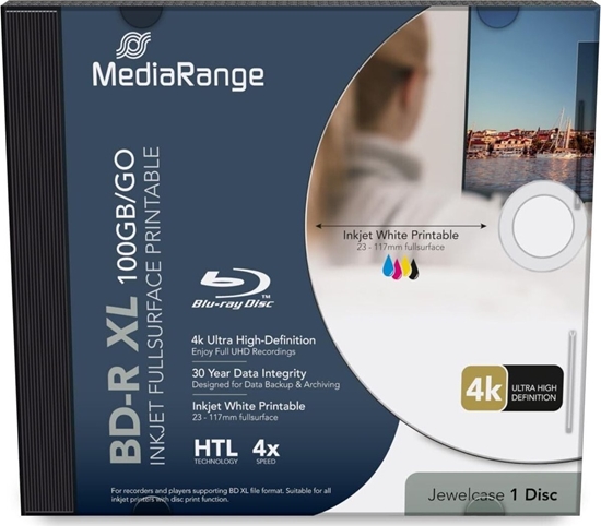 Изображение MediaRange MediaRange BD-R XL 100GB 4x bedruckbar Disc im Jewelcase