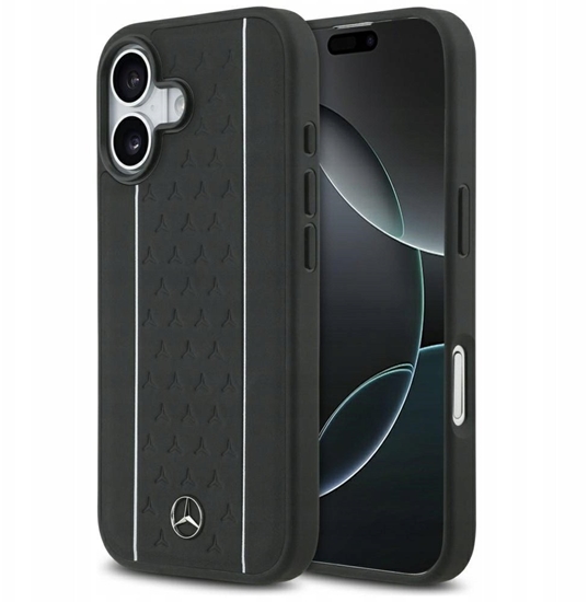 Picture of Mercedes Leather Star Pattern Stripes MagSafe Rear Cover for Apple iPhone 17