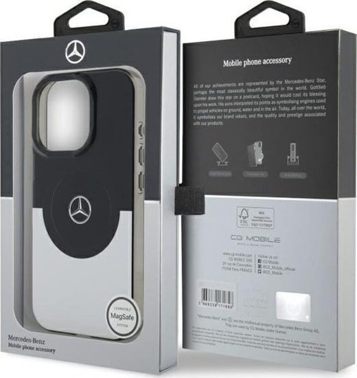 Picture of Mercedes Mercedes MEHMP16L23HBIGK iPhone 16 Pro    6.3" czarny srebrny/black silver hardcase Doubel Layer BiColor MagSafe