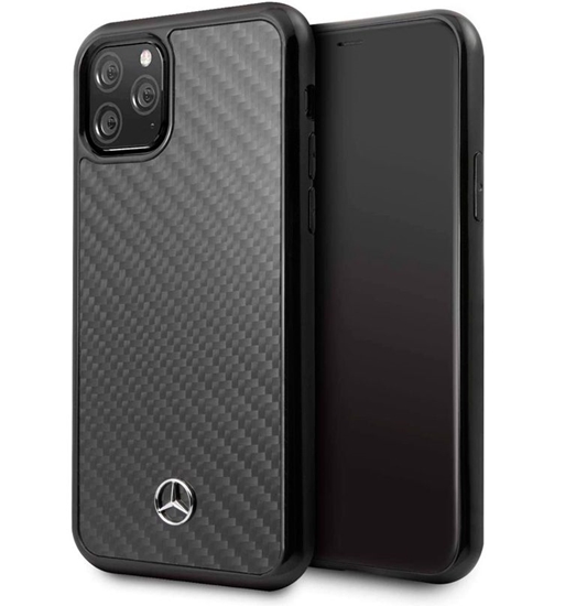 Picture of Mercedes-Benz Apple iPhone 11 Pro Max Hard Case Leather Carbon Fiber Black