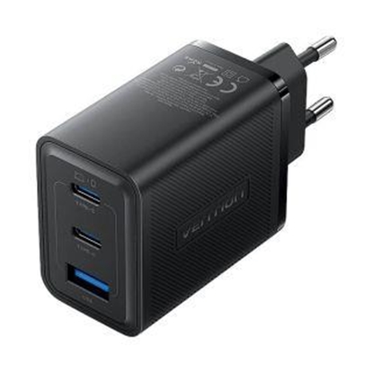 Attēls no MOBILE CHARGER WALL 65W USB/3P BLACK FERB0-EU VENTION