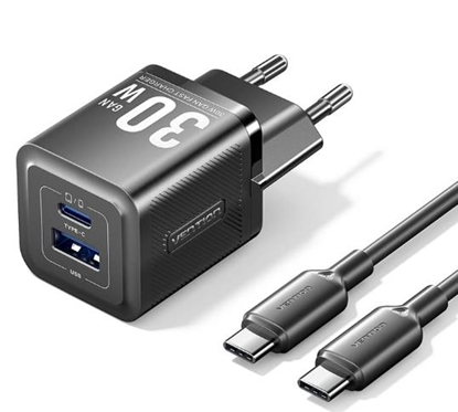 Attēls no MOBILE CHARGER WALL USB +CABLE/30W 2P TZ-FEQB0-EU-01 VENTION