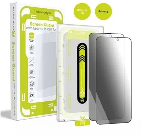 Picture of Mobile Origin Screen Guard Privacy with easy applicator, 2 pack - iPhone 16