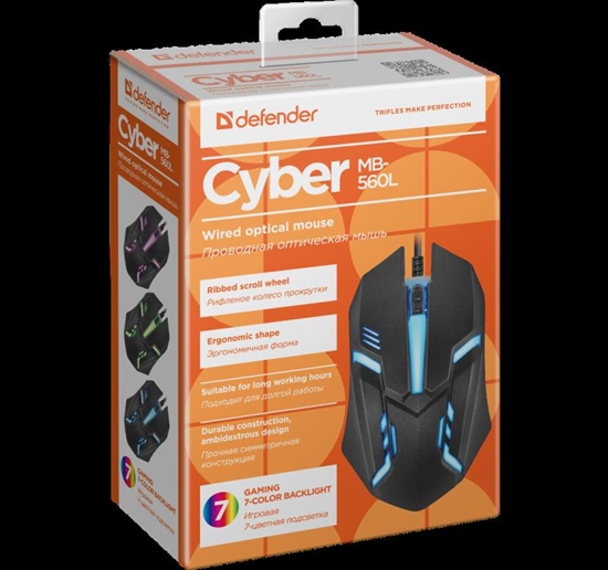 Picture of MOUSE DEFENDER CYBER MB-560L BLACK 7 COLORS 1200DPI 3P