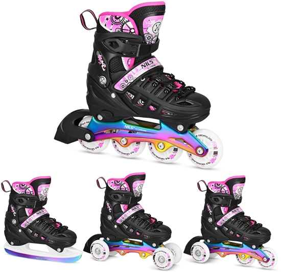 Picture of NH10905 4w1 YWOROLKI LED RÓOWE Z WYM. POZ HOKEJOW RAINBOW ROZM. L(39-42) NILS EXTREME