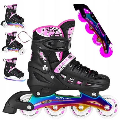 Picture of NH10905 4w1 YWOROLKI LED RÓOWE Z WYM. POZ HOKEJOW RAINBOW ROZM. M(35-38) NILS EXTREME