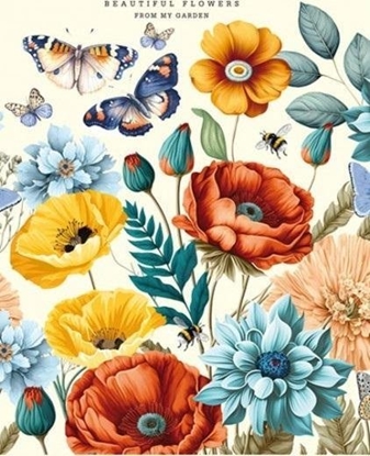 Picture of Notatnik 105x165/64K linia kwiaty i motyle FRESH