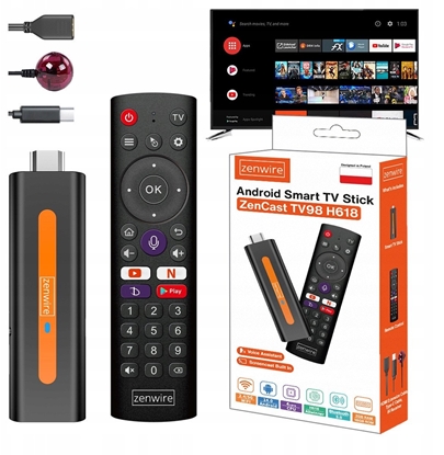 Picture of Odtwarzacz Multimedialny Przystawka Android 14 Smart TV Stick Box WiFi 2/16 ZENWIRE TV98 H618