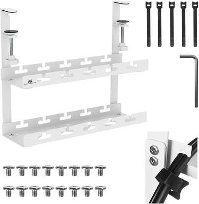 Picture of Organizer podbiurkowy na kable Maclean, max. obcienie 5kg, 2 poziomy, biay, MC-104 W