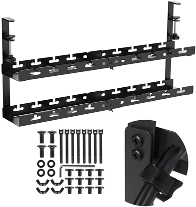 Picture of Organizer podbiurkowy na kable Maclean, max. obcienie 5kg, max. 728mm, 2 poziomy, czarny, MC-102 B