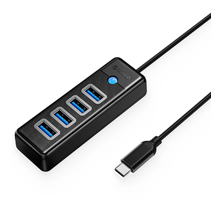 Attēls no Orico PW4U-C3 USB-C | 4x USB-A 3.0 Hub - Black