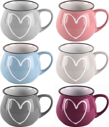 Attēls no Orion Kubek ceramiczny z uchwytem kolorowe serca zestaw 6 szt. 320 ml