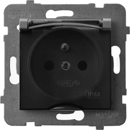 Picture of Ospel ARIA Gniazdo bryzgoszczelne z/u IP44 wieczko przezroczyste szary mat GPH-1UZ/m/70/d