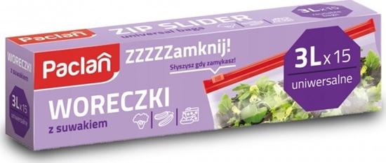 Picture of Paclan Woreczki strunowe z suwakiem 3L 15 sztuk