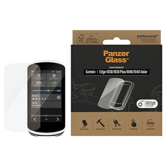 Picture of PanzerGlass | Screen protector | Garmin | for Garmin Edge 1030, Edge 1040 | Tempered glass | Transparent | Water-resistant ; Humidity Protection; Impact-resistant;  Scratch-resistant ; Anti-glare glass; Full touch; Fingerprint-resistant; Easy to attach | 