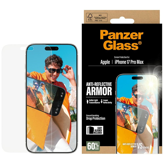Picture of PanzerGlass Armor Anti-Reflective EasyAligner Tempered Glass for iPhone 17 Pro Max