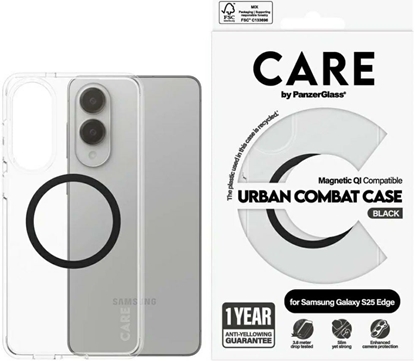Attēls no Etui CARE by PanzerGlass Flagship Urban  Combat Black QI do Samsung Galaxy S25 Edge przezroczysty