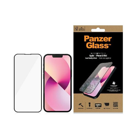Picture of PanzerGlass | Clear Screen Protector | Apple | iPhone 13 Mini | Tempered glass | Black | Antibacterial glass; Resistant to scratches and bacteria; Shock absorbing; Easy to install