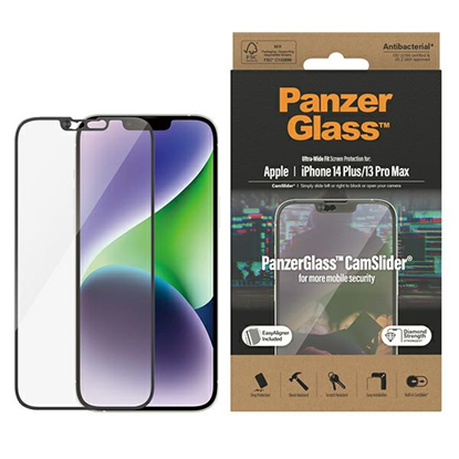 Picture of PanzerGlass | CamSlider | Apple | iPhone 14 Plus/13 Pro Max | Tempered glass | Clear | Protects the entire screen; 100% touch; Easy to install | Screen protector