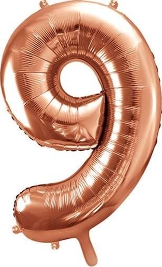 Изображение Party Deco Balon foliowy Cyfra "9", 86cm, róowe zoto uniwersalny
