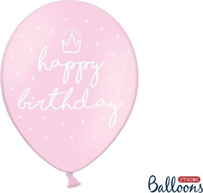 Изображение Party Deco Balony urodzinowe, Happy Birthday, róowe, 30 cm, 6 szt. uniwersalny