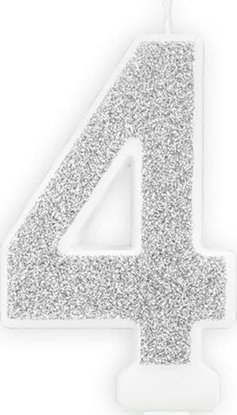Изображение Party Deco wieczka cyferka z brokatem - 4 - 1 szt. uniwersalny