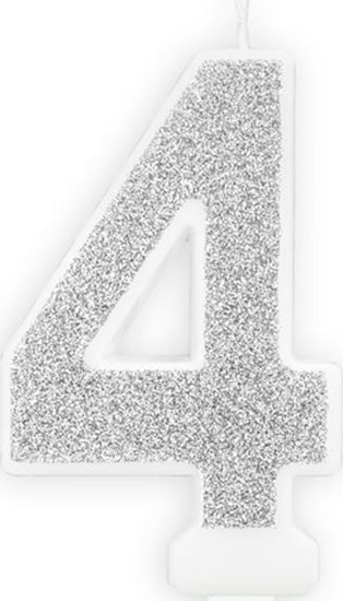 Изображение Party Deco wieczka cyferka z brokatem - 4 - 1 szt. uniwersalny