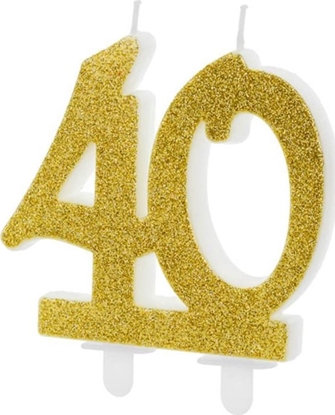 Изображение Party Deco wieczka na 40-tke ze zotym brokatem - 1 szt. uniwersalny