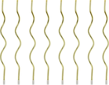 Изображение Party Deco wieczki urodzinowe zakrcone zote - 14 cm - 8 szt. uniwersalny
