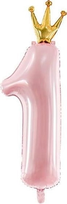Attēls no PartyDeco Balon foliowy Cyfra ''1'', 30x90cm, jasny róowy one size