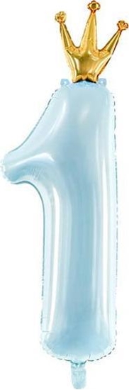 Picture of PartyDeco Balon foliowy Cyfra ''1'', 30x90cm, niebieski one size
